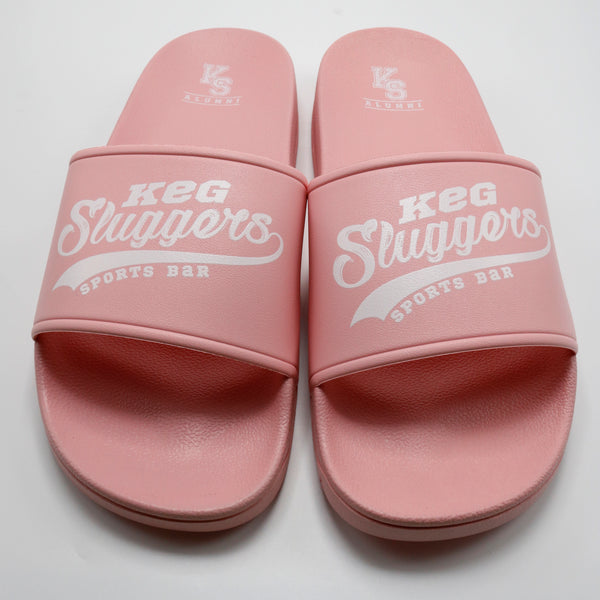 Slides with Keg Sluggers Original Logo